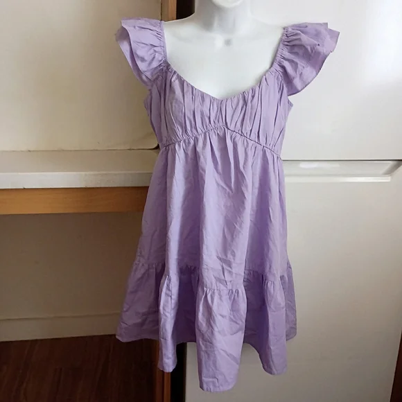 A&F Blogger Favorite Ruffle Flutter Sleeve Mini Dress sz S - Picture 4 of 10